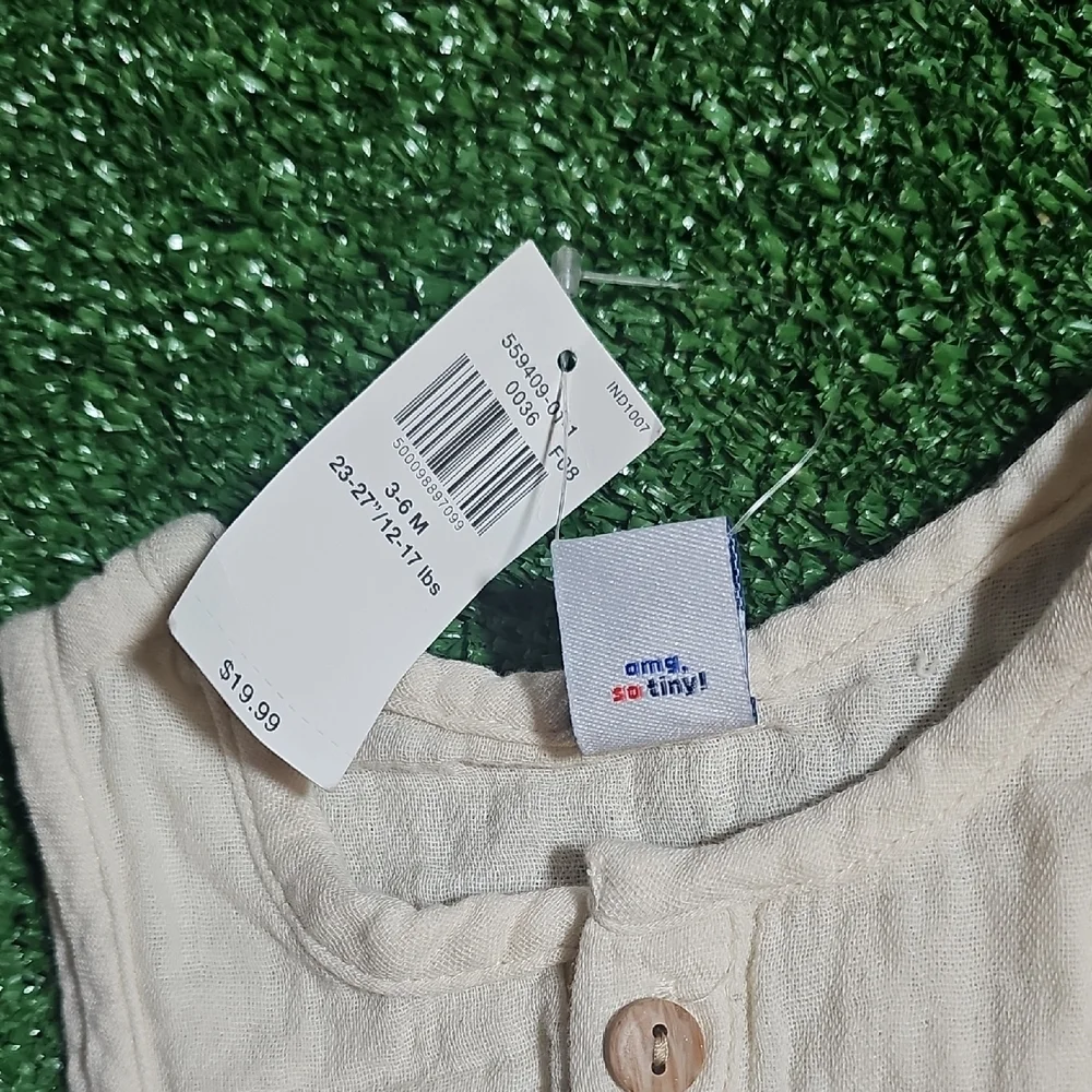Cream Sleeveless Baby Romper